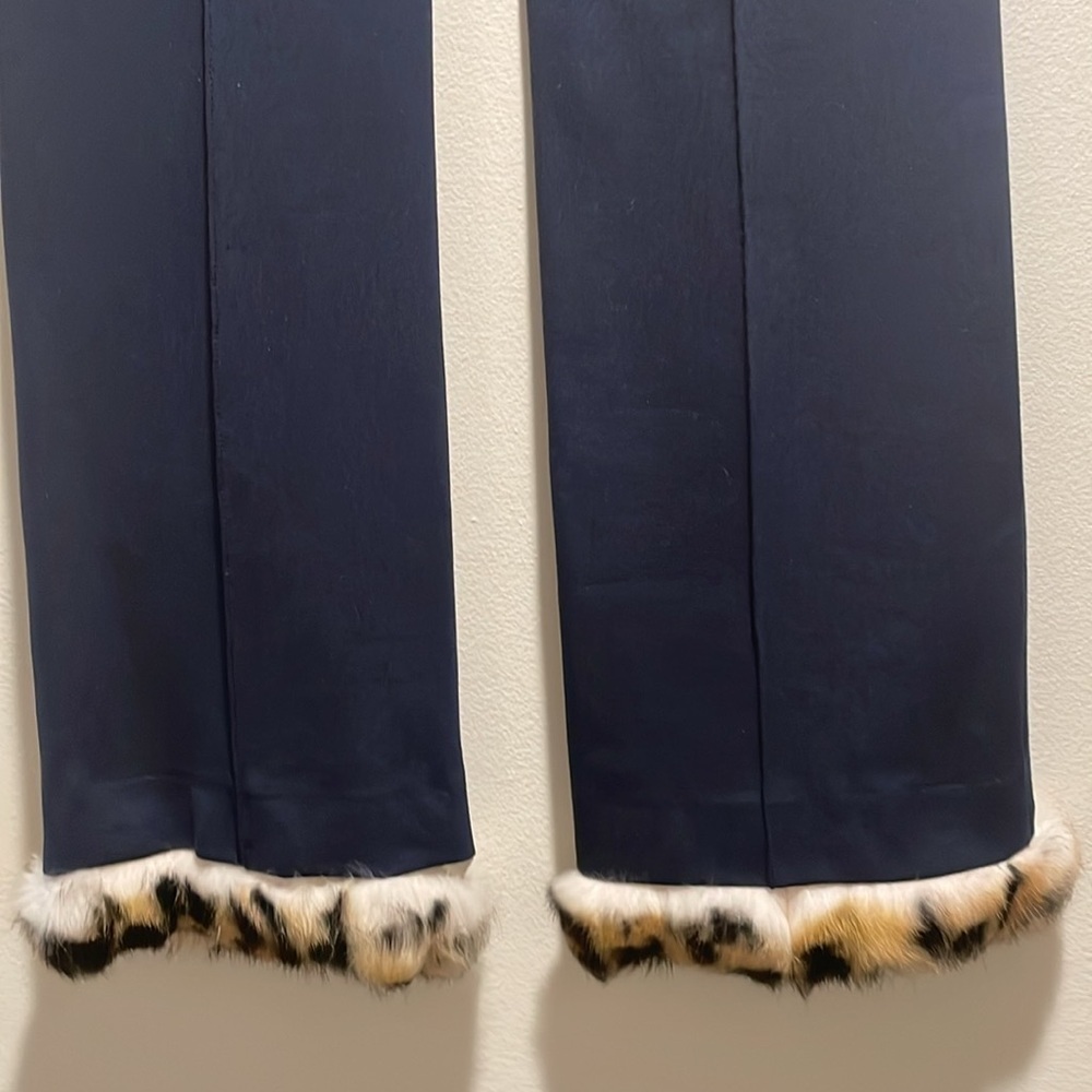 🌟Host Pick🌟 Vilagallo Navy Blue Front Seam Detachable Real Rabbit Hem Size 38 - Picture 6 of 10